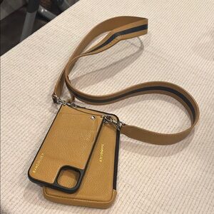 Bandolier: Angela Pebble Leather iPhone 11 Case and Crossbody Strap with Pouch